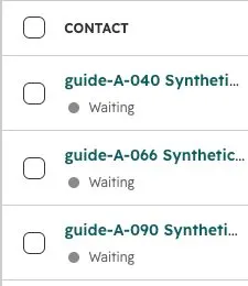 The synthetic contact guide-A-040 and other demo contacts show Waiting in the Shared Throttle action.