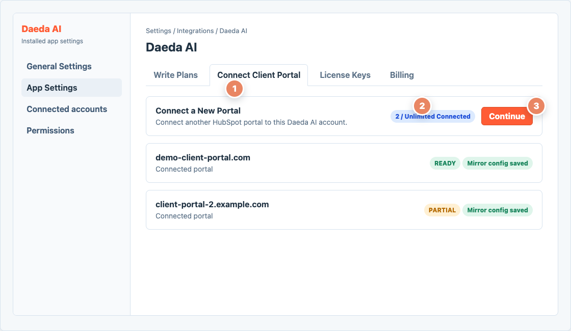 Connect Client Portal tab with the Connect a New Portal entry point