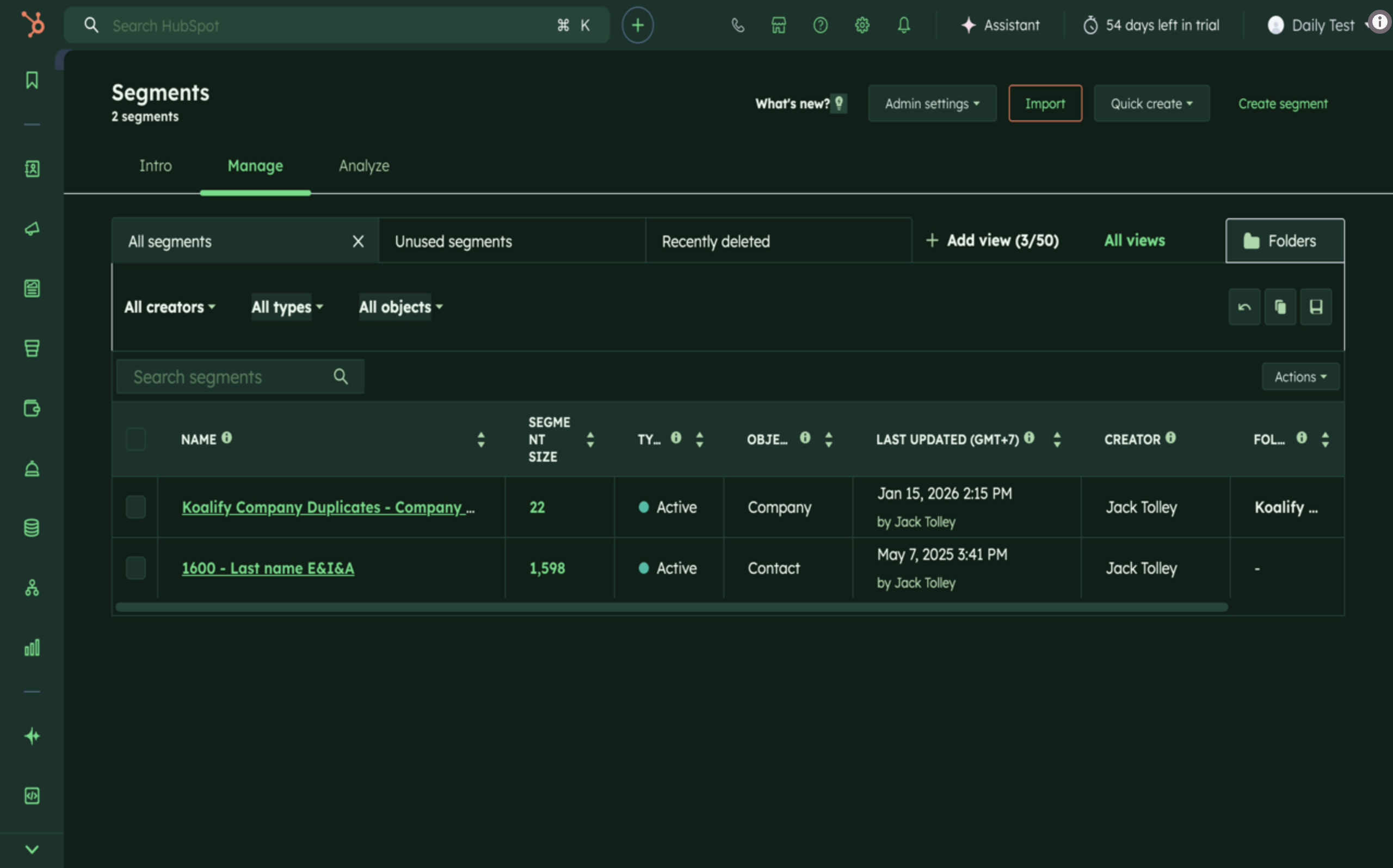 HubSpot dark theme applied via Theme Changer